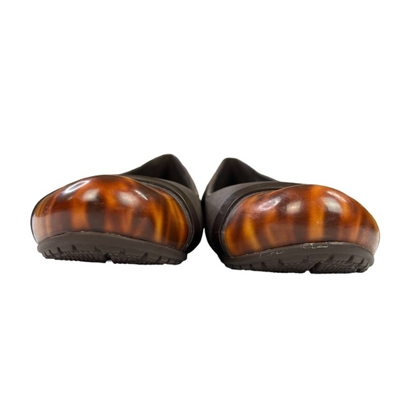 CROCS Cap Toe Tortoise Flats Slip On Womens Brown Size 8 - Picture 8 of 11